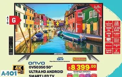 ONVO 50 ULTRA HD ANDROİD SMART LED TV/TELEVİZYON